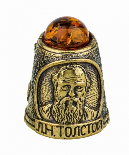 Thimble Tolstoy L.N. with cabochon 6KTLGF