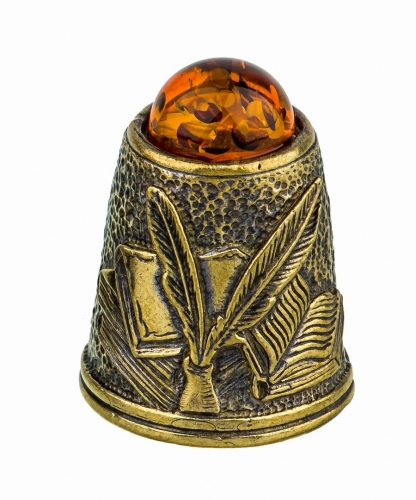 Thimble Tolstoy L.N. with cabochon 6KTLGF