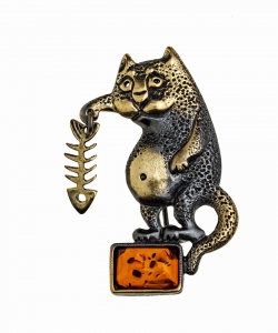 Brooch Cat Well-fed VWO8BN