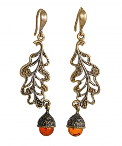 Earrings Leaf Acorns 8JJSHY