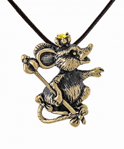 Pendant Mouse in a crown with a Scepter X2VVPP
