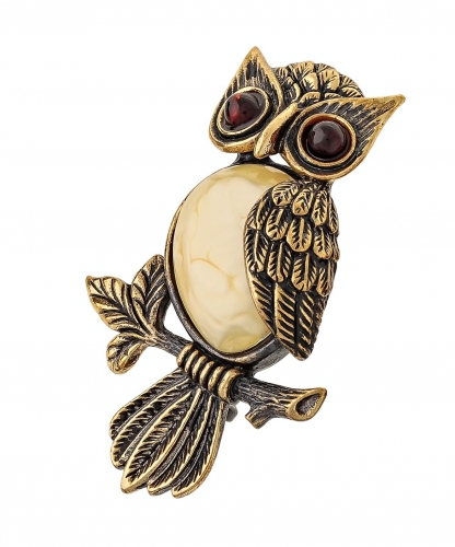 Brooch Owl on a branch Night 1C66ST