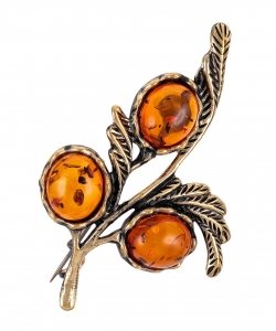 Brooch Twig Rosehip Trio P4B8F2