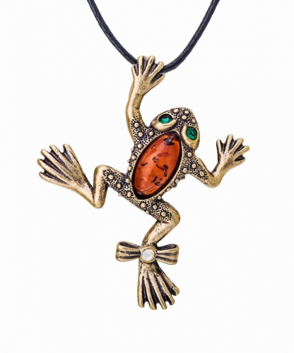 Frog pendant with a bow on the foot 2CMVBU