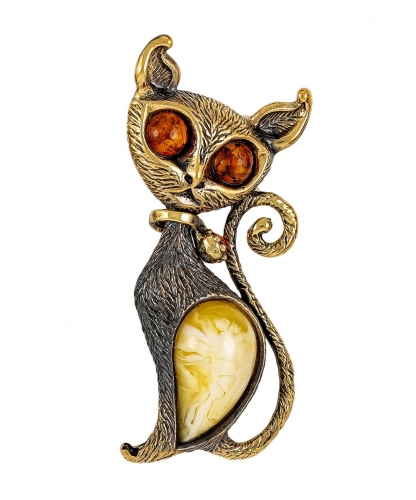 Cat brooch with collar XUERG3
