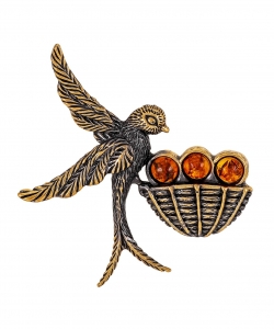 Brooch Swallow on a nest P3A1LK