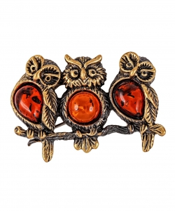 Brooch Owl trio U483FA