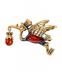 Brooch Stork with baby KCXIU3