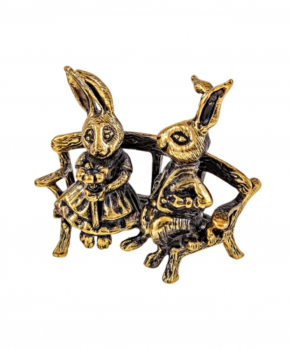 Pair of bunnies with a flower without stand CA4P7A