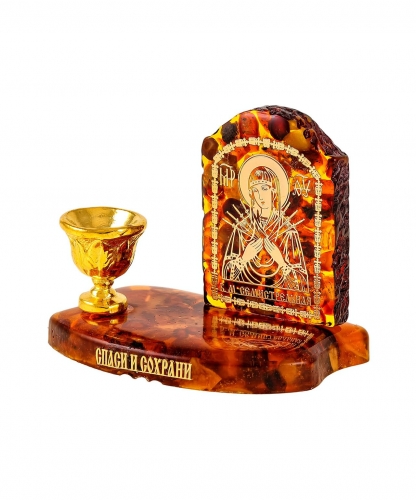 Candlestick with an icon of the arched Mother of God Seven Shots TQDIA7