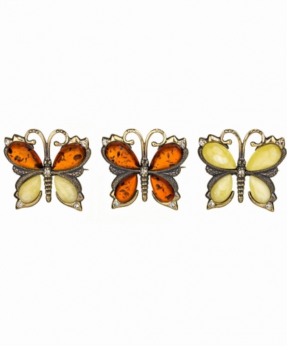 Brooch Butterfly with rhinestones 1041VV