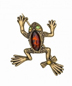 Brooch Frog with a bow on the foot AEXCV8