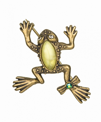 Brooch Frog with a bow on the foot AEXCV8