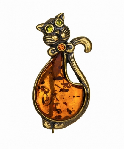 Cat brooch with bow X838P9