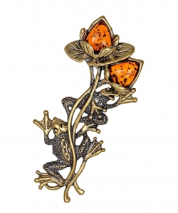 Brooch Frogs in water lilies XX6Y2Z