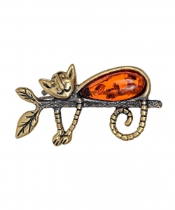 Brooch Cat on a branch W9Y44W