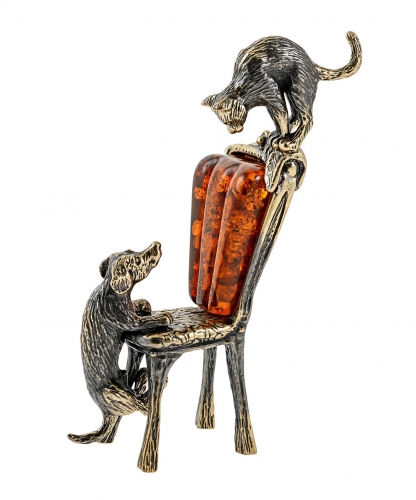 Dog Dachshund and Cat on chair P9IZOR