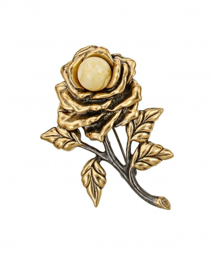 Brooch Flower Rose Black Magic Bud JFF8G6