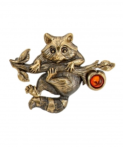 Brooch Raccoon on a branch F1QOPO