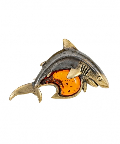 Brooch White Shark TT7W1Q