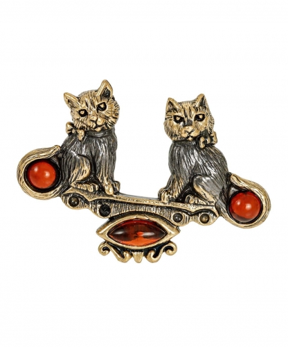 Brooch Cats on a swing 3P27KP