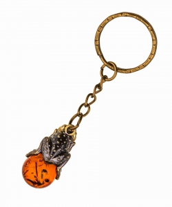 Keychain Frog on a ball with a bow B2747P