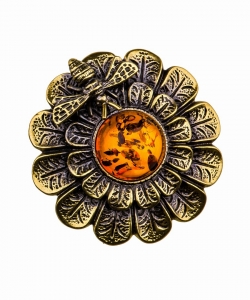 Brooch Chrysanthemum with a bee VZVNHV