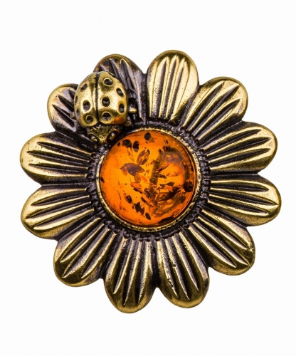 Brooch Daisy with ladybug FSFKPA